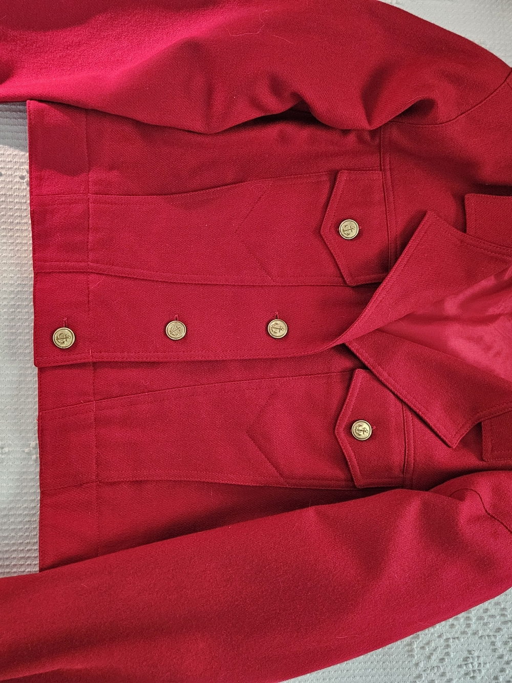 Red Double-Breasted Military-Inspired Women's Blazer